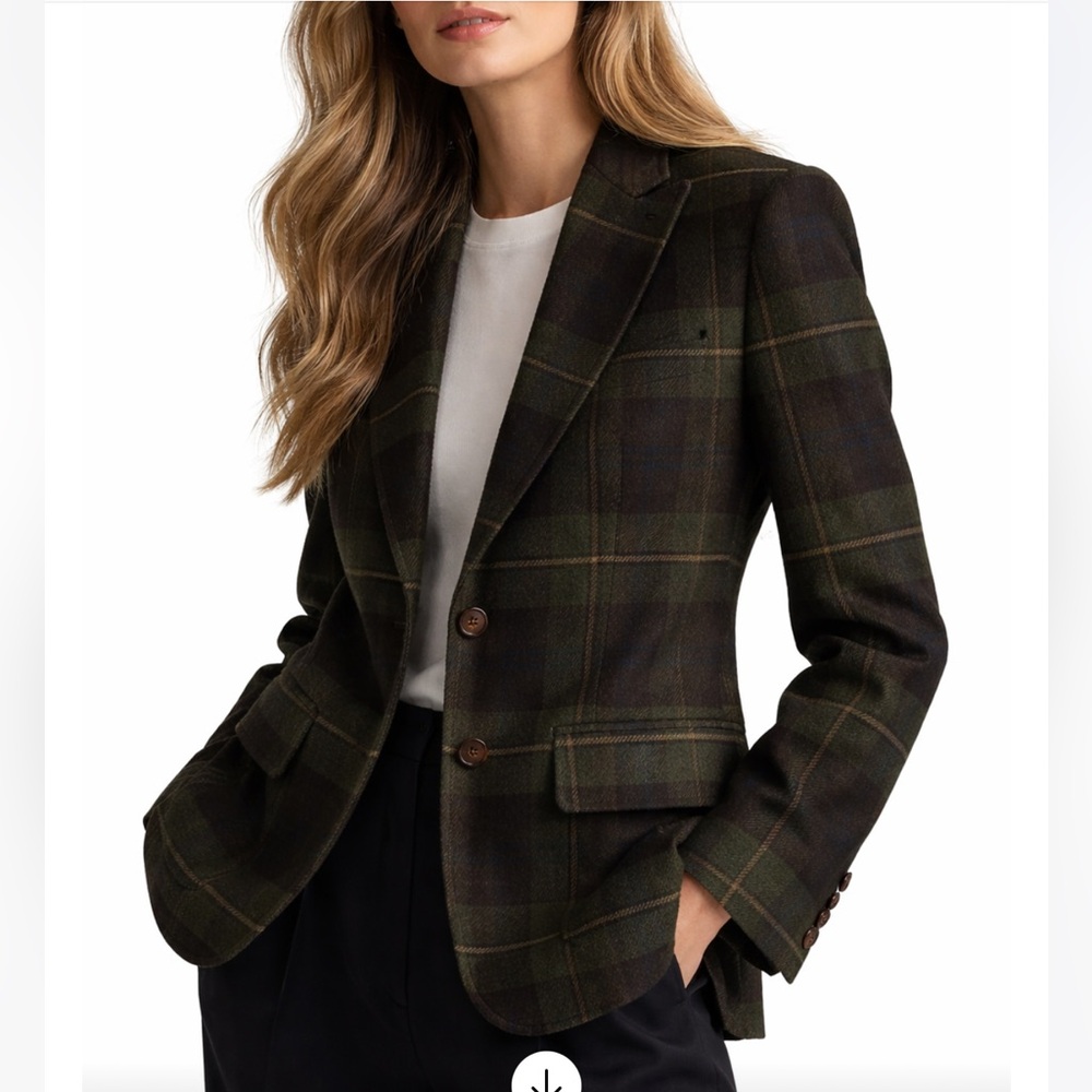 🔥VINTAGE LAUREN Ralph Lauren TWEED WOOL Classic Plaid Blazer Sz4P PriceFirm - Picture 2 of 14